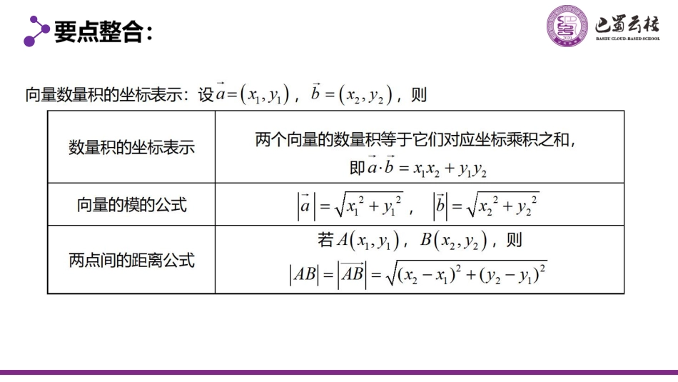 2025届巴蜀数学高一-6.3.4  平面向量的数量积的坐标表示及模和夹角教师版.pdf_第3页