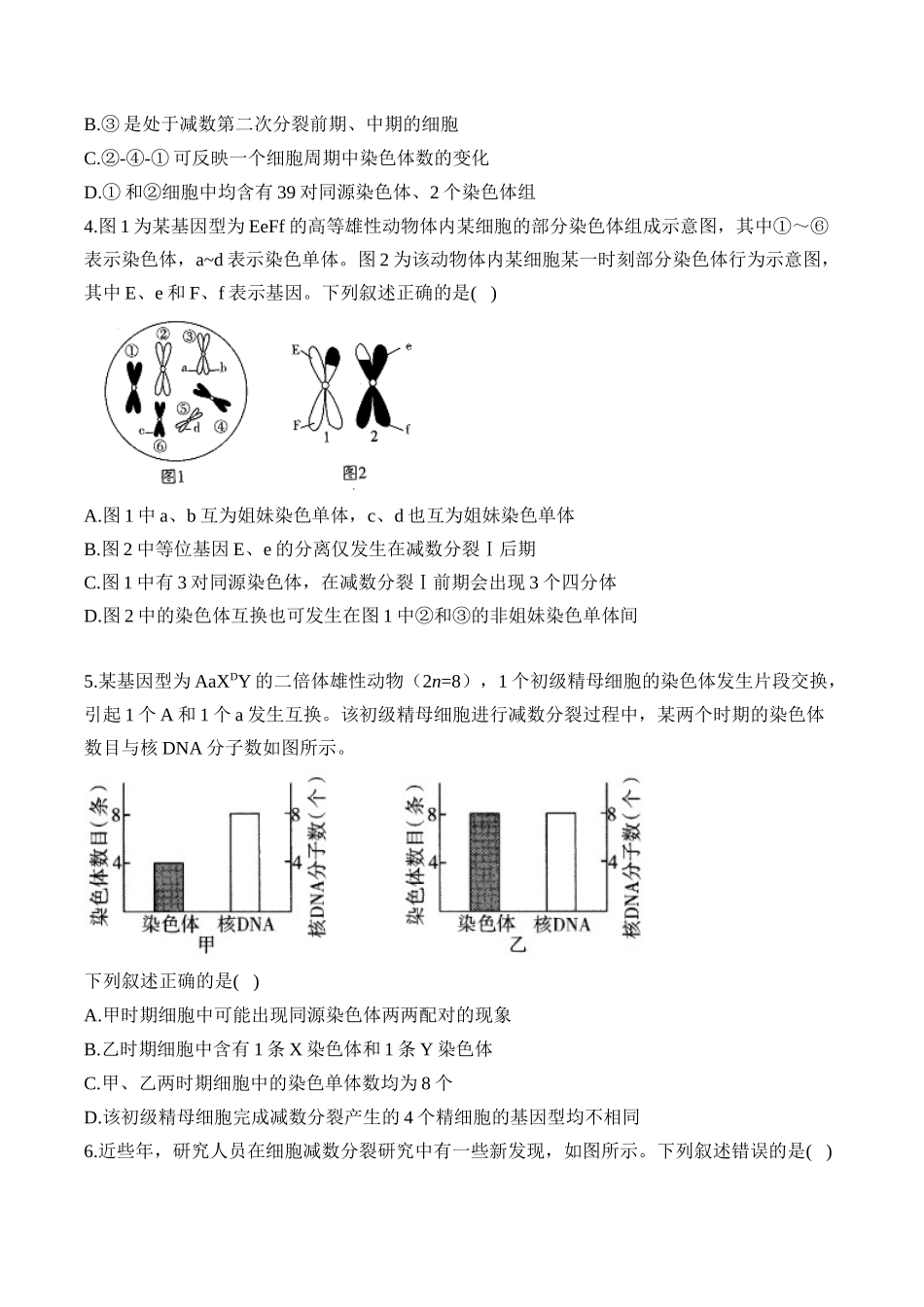 2025届高考生物学模块分练【新高考版】-专题5 遗传的细胞学基础（选择题）（含解析）.docx_第2页