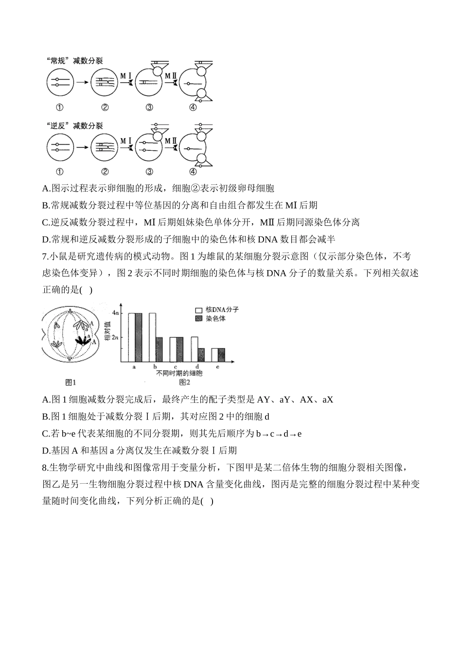 2025届高考生物学模块分练【新高考版】-专题5 遗传的细胞学基础（选择题）（含解析）.docx_第3页