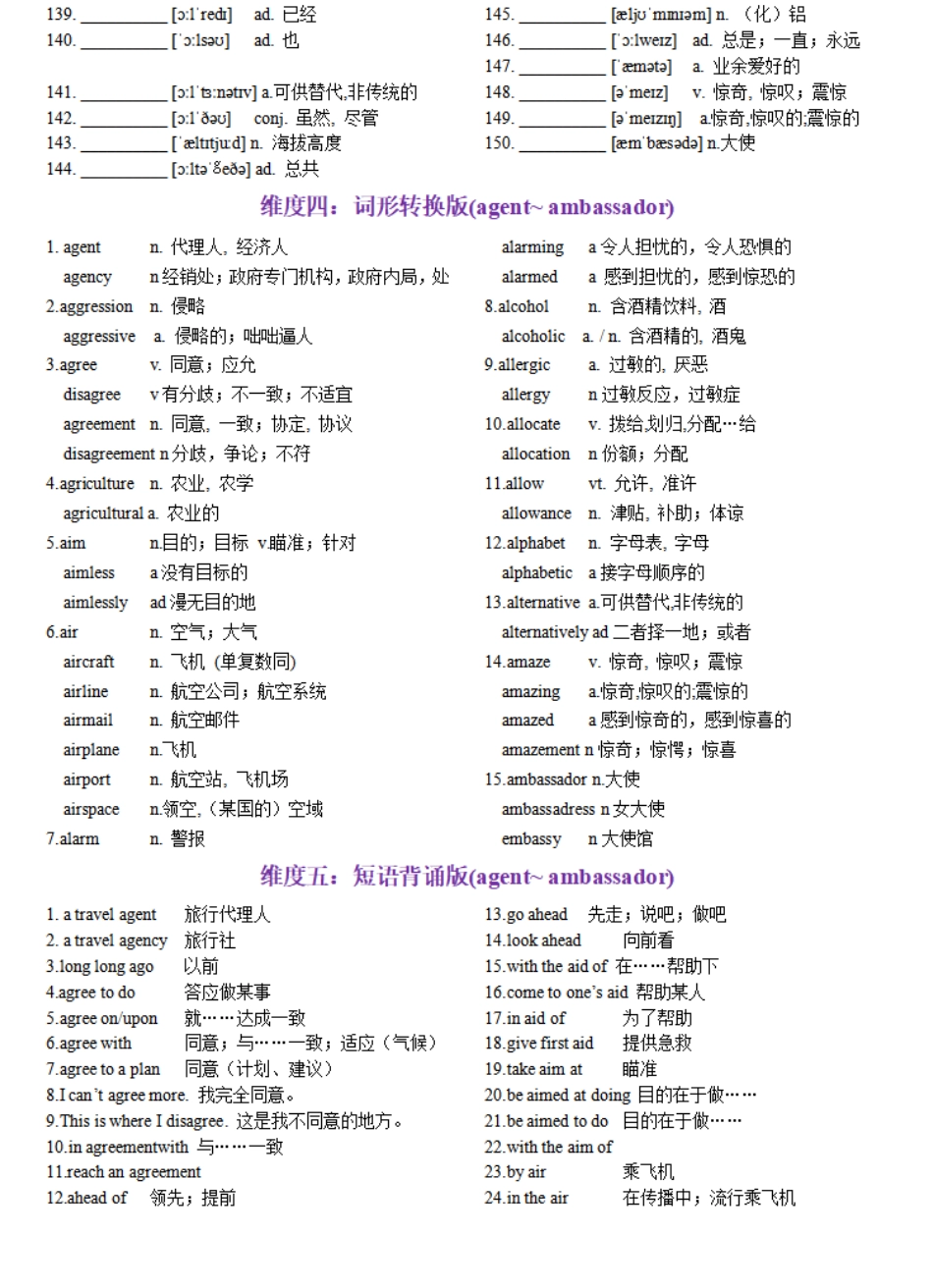 第03天 agent~ ambassador-2024年高考英语3500词汇一遍过（英汉互译+词形转换+短语提炼+单句填空+熟词新意）原卷版.pdf_第3页
