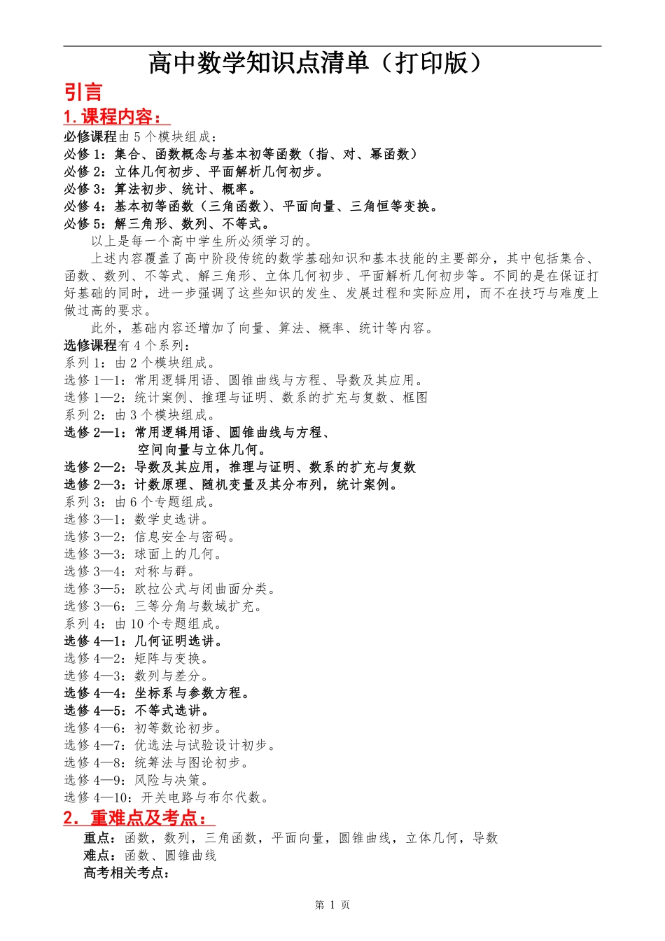 高中数学知识点清单（全）.pdf_第1页