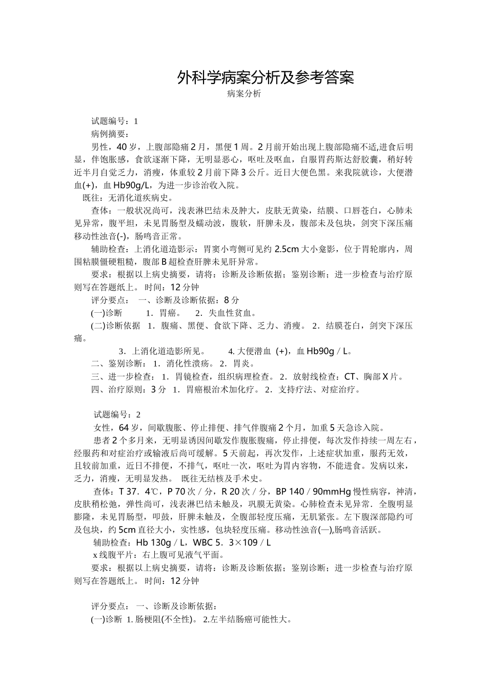 医学学科：【病例分析】外科学15个.doc_第1页