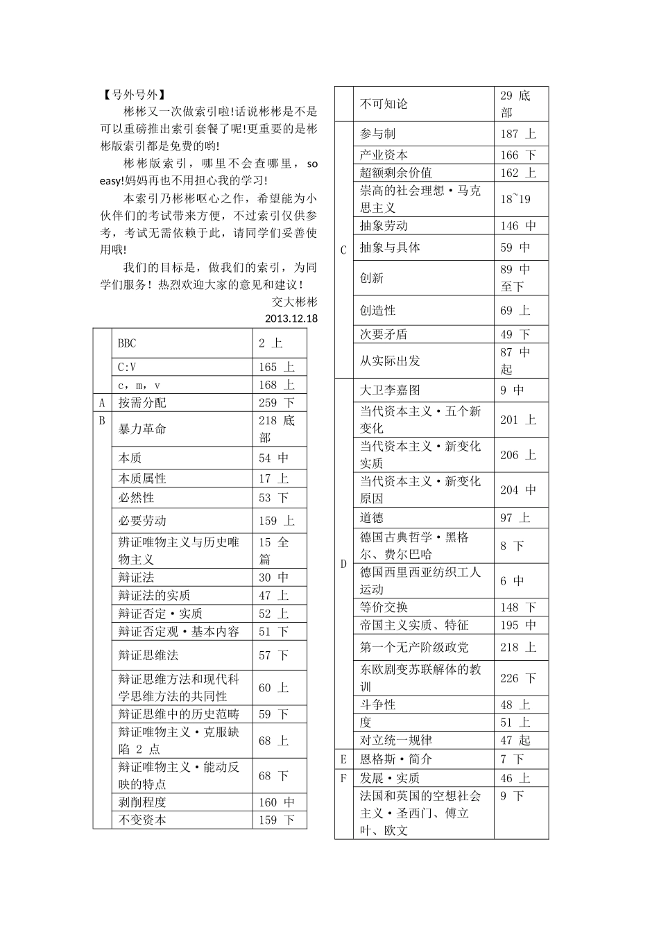 医学学科：马克思主义基本原理索引(2013年修订版).doc_第1页