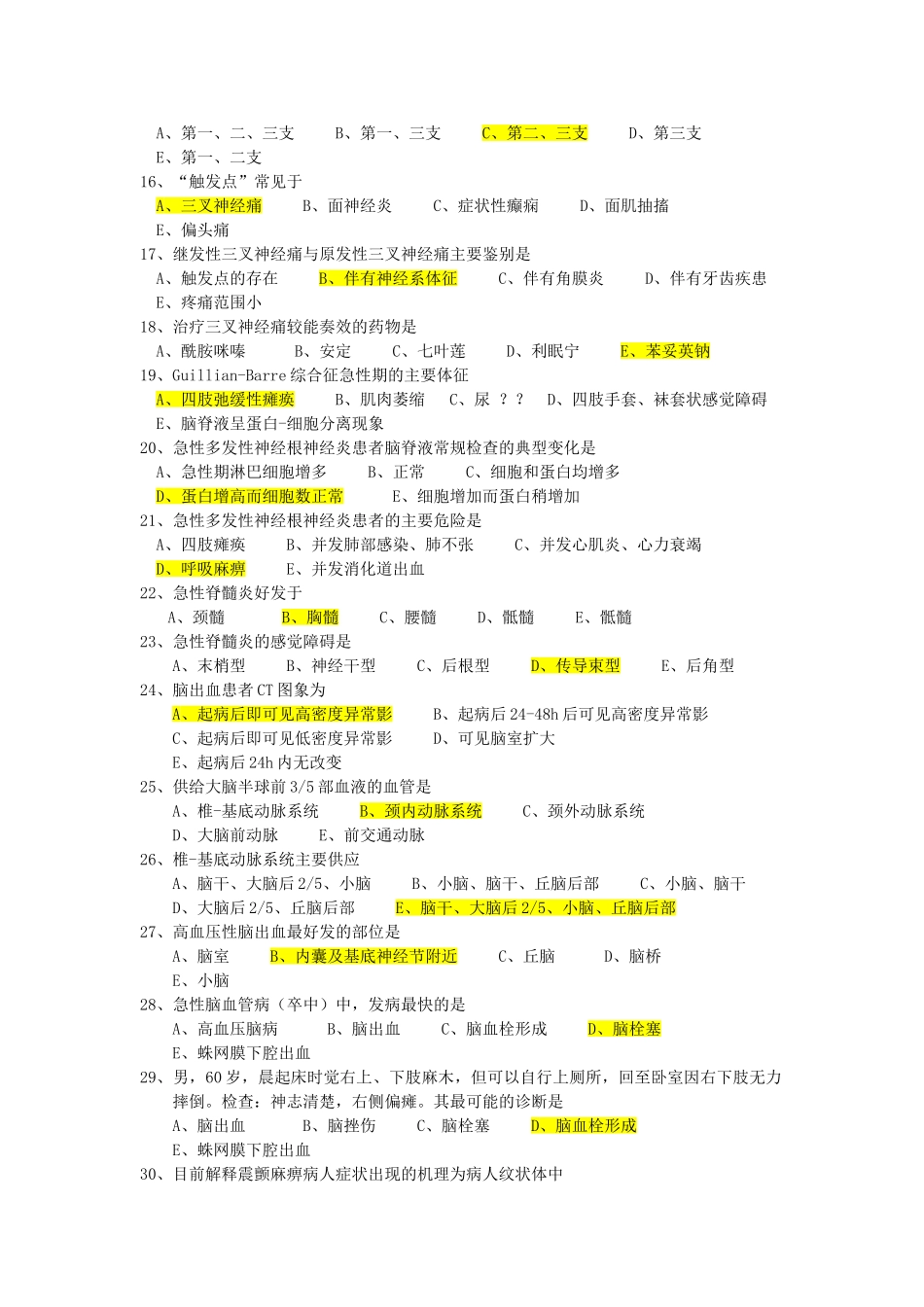 医学学科：神经内科题库.doc_第2页