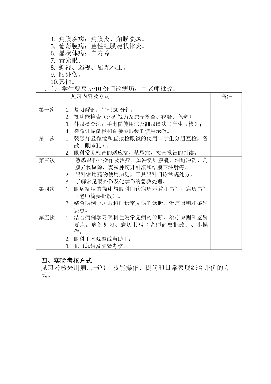 医学学科：眼科学见习大纲  七年制 五年制 定向培养.doc_第2页