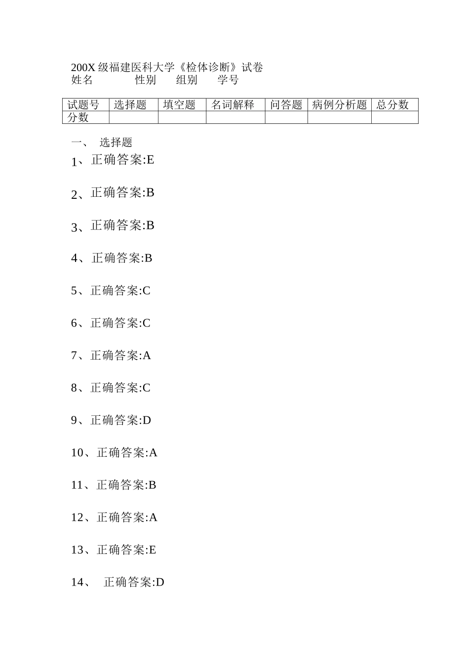 医学学科：诊断学试卷6答案.doc_第1页