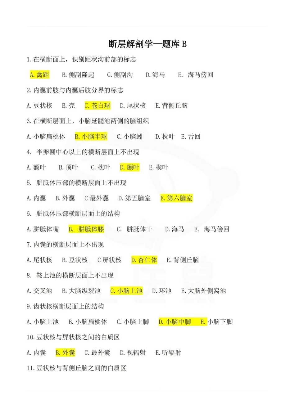 医学学科：断层解剖学—题库B.pdf_第1页