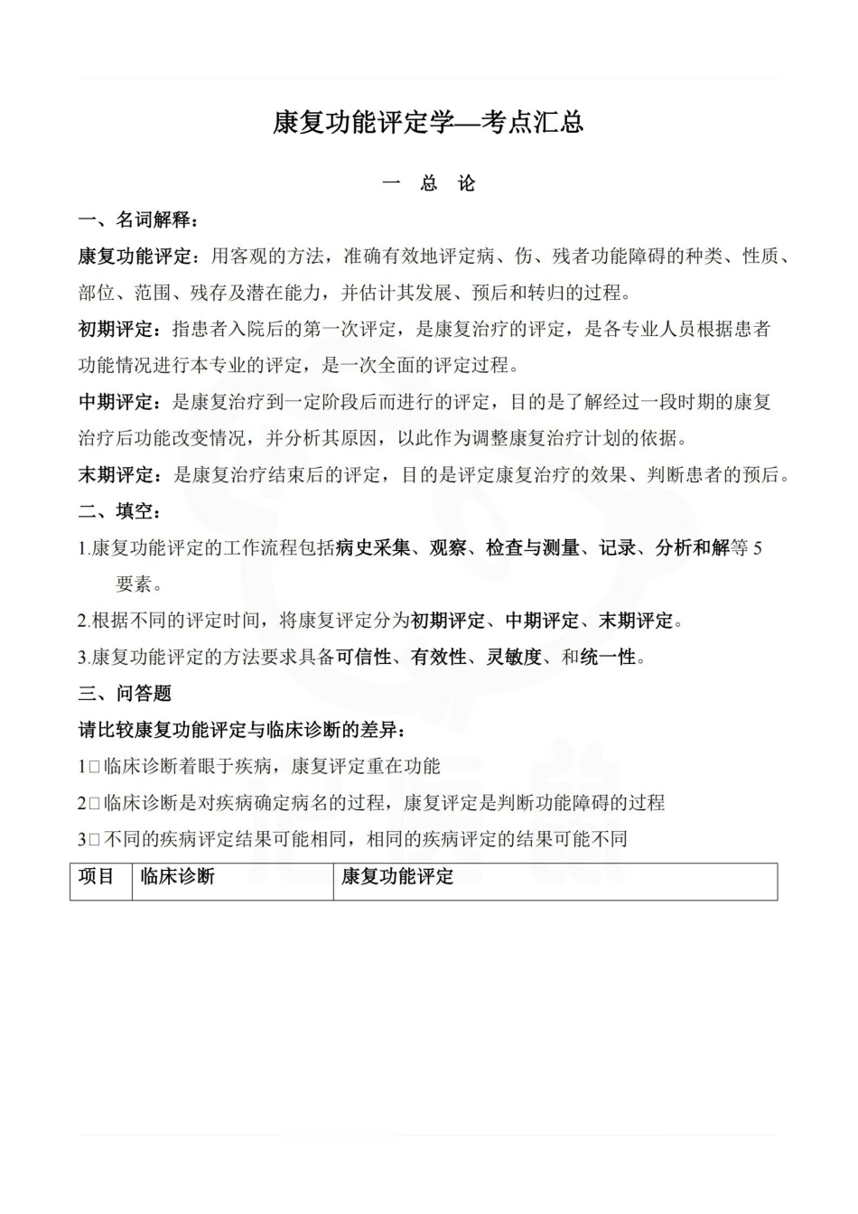 医学学科：康复功能评定学—考点汇总.pdf_第1页
