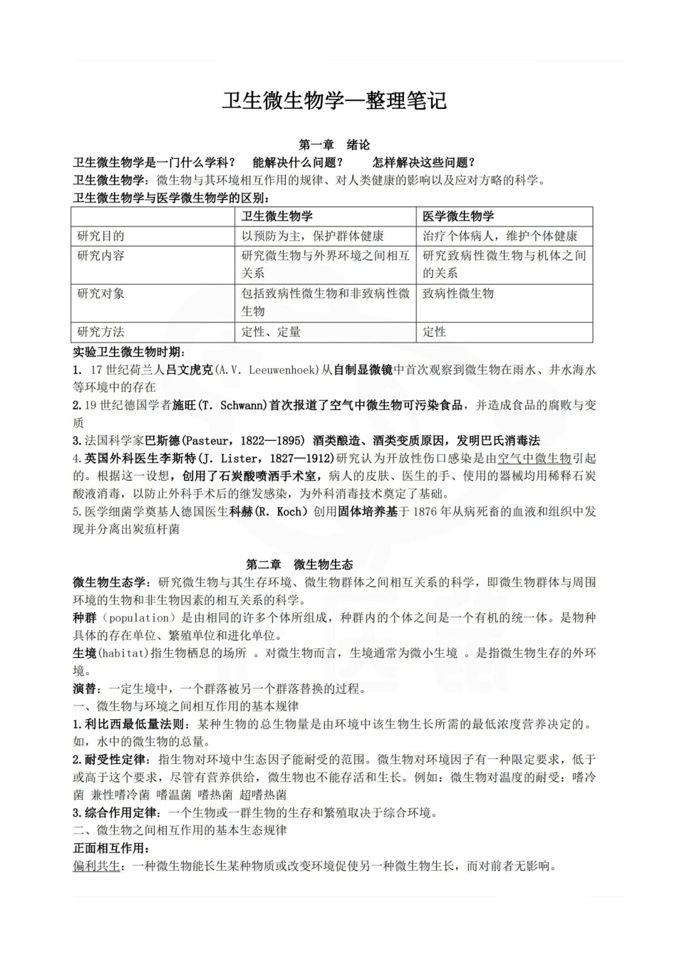 医学学科：卫生微生物学—整理笔记.pdf_第1页