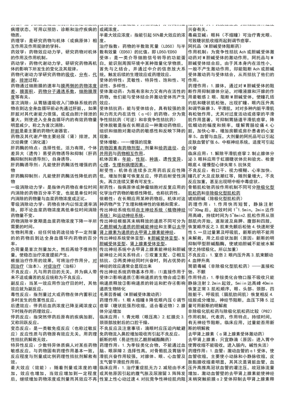 医学学科：药理学--3页纸.pdf_第1页