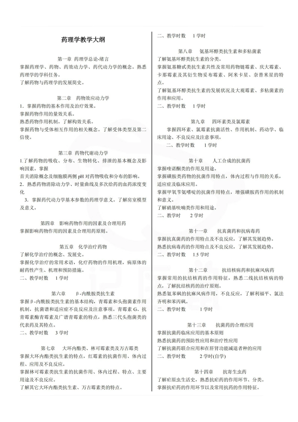医学学科：药理学--教学大纲.pdf_第1页