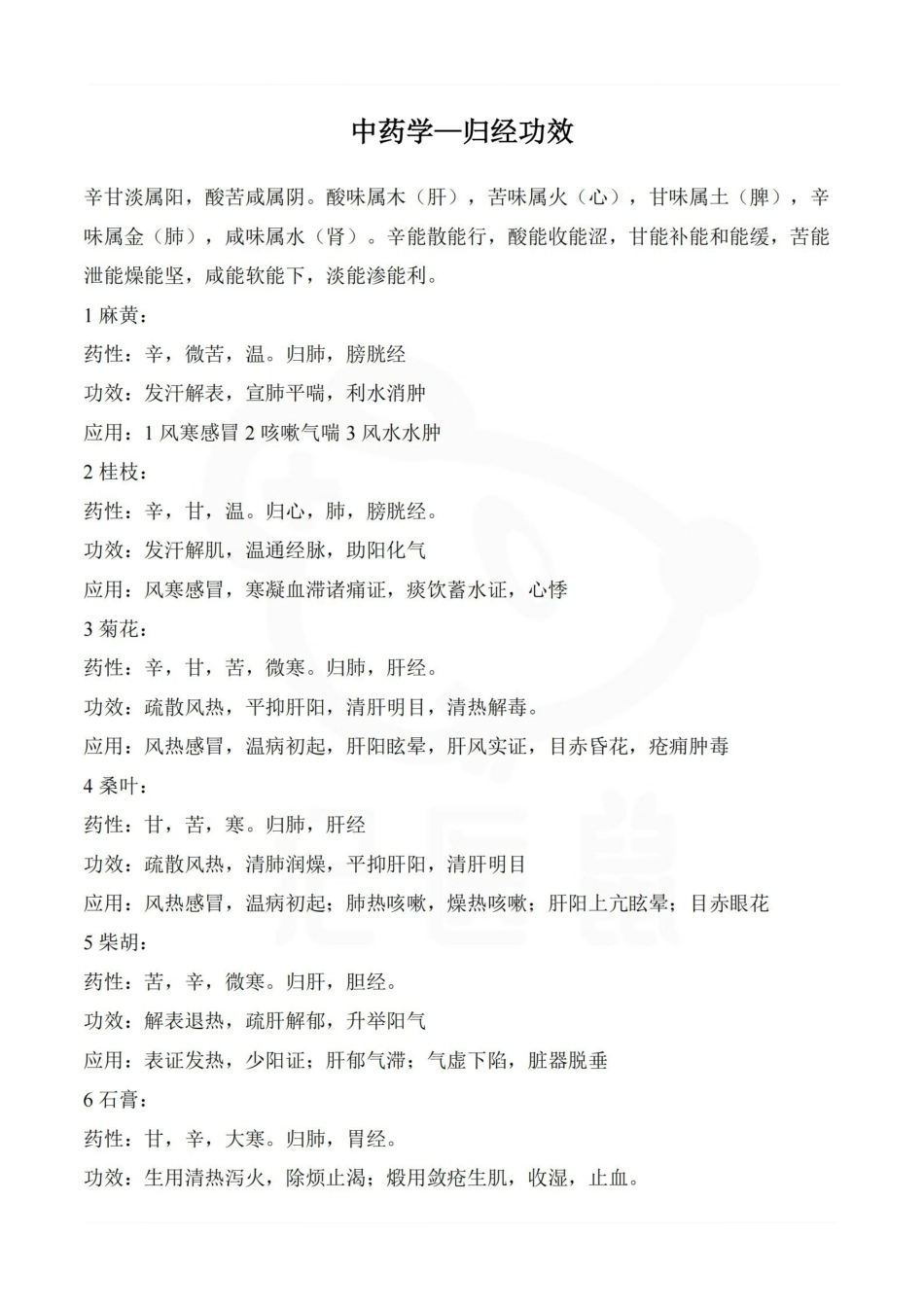 医学学科：中药学—归经功效.pdf_第1页