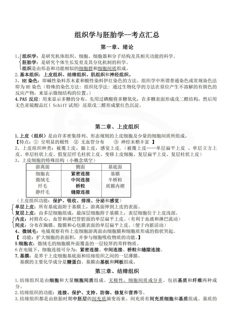 医学学科：组织学与胚胎学--考点汇总.pdf_第1页