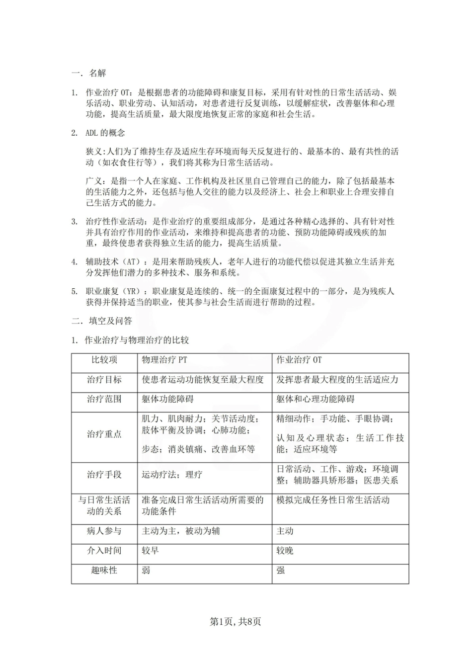 医学学科：作业治疗技术—重点总结.pdf_第1页