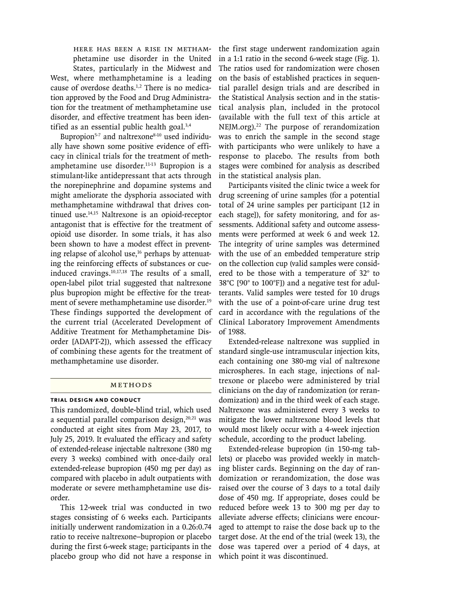 医学：安非他酮和纳曲酮治疗甲基苯丙胺使用障碍 Bupropion and Naltrexone in Methamphetamine Use Disorder.pdf_第2页