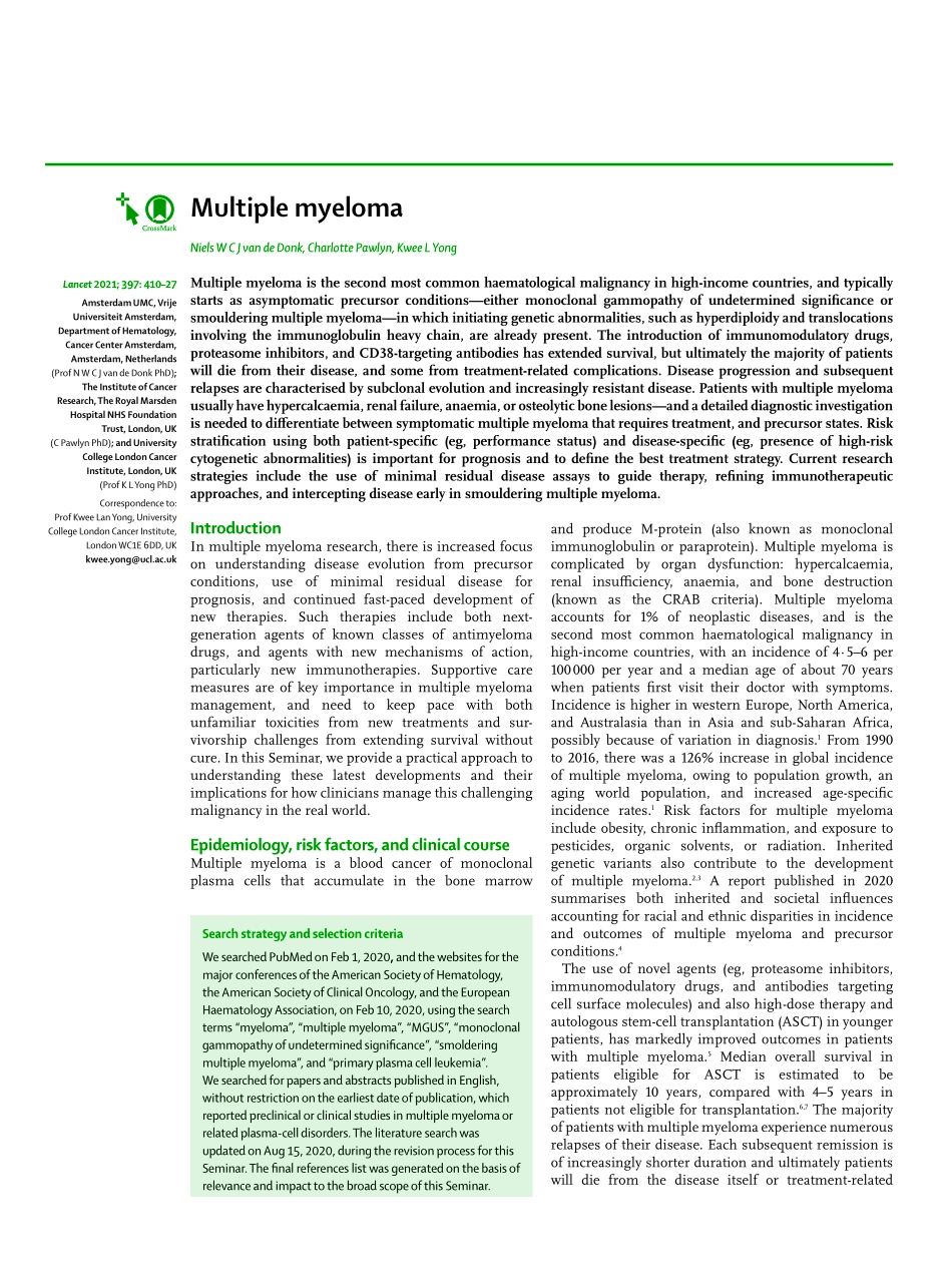 医学：多发性骨髓瘤 Multiple myeloma.pdf_第1页