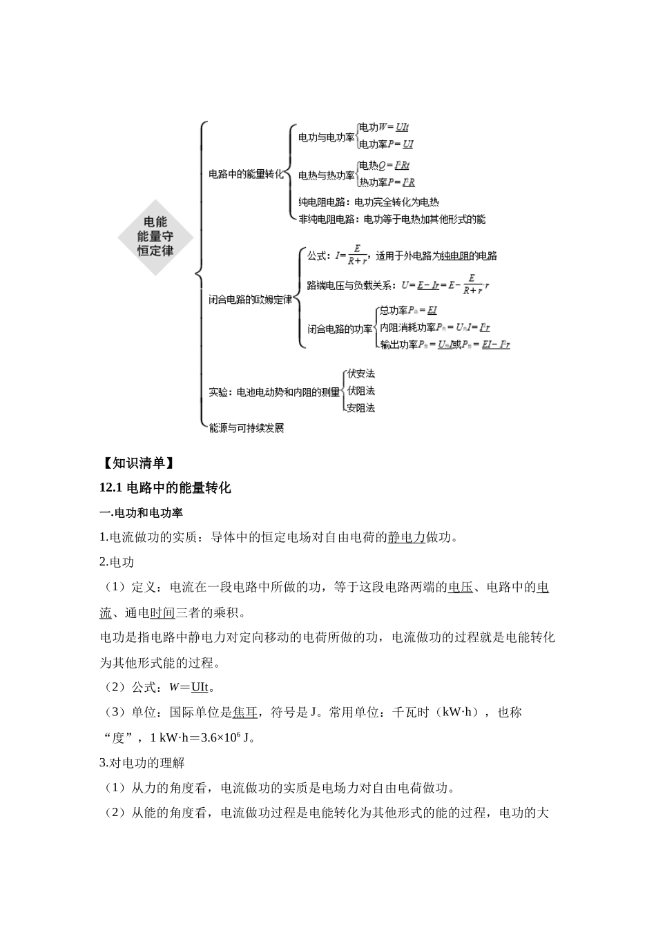 12《电能能量守恒定律》-2025高中物理水平合格考备考知识清单+习题巩固.docx_第2页