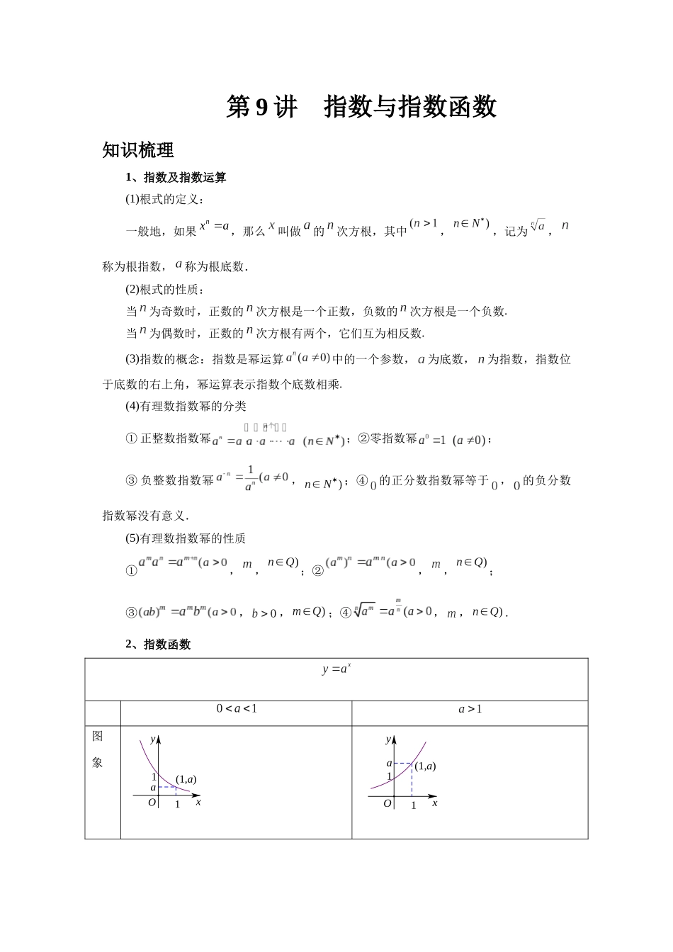 2025高考数学必刷5000题-第09讲 指数与指数函数（教师版）.docx_第1页