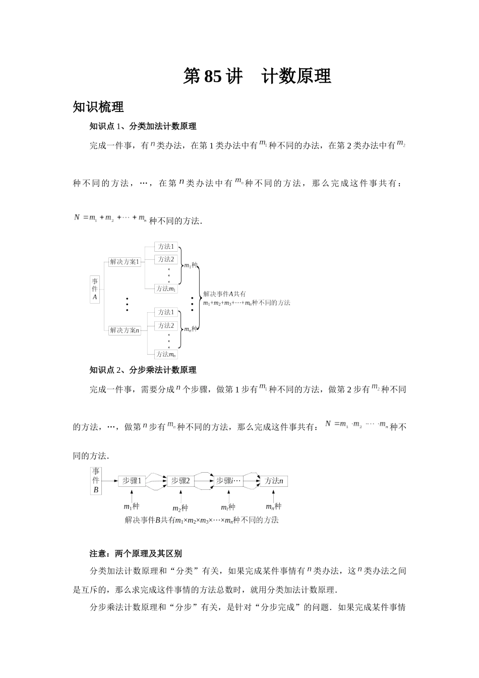 2025高考数学必刷5000题-第85讲 计数原理（学生版）.docx_第1页