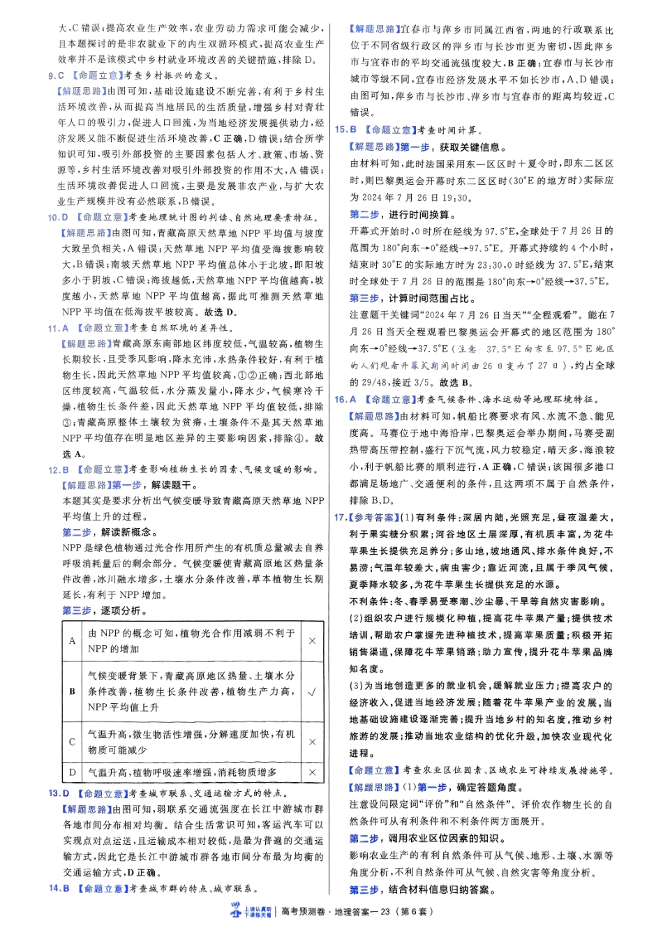 2025金考卷高考预测卷地理答案六（新教材）.pdf_第3页