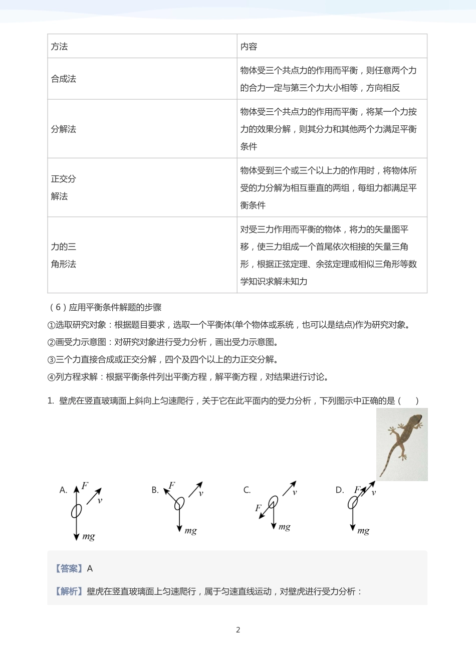 2025学而思（XES）高中物理讲义高三暑期一轮-3受力分析与共点力平衡-讲义（教师版）.pdf_第2页