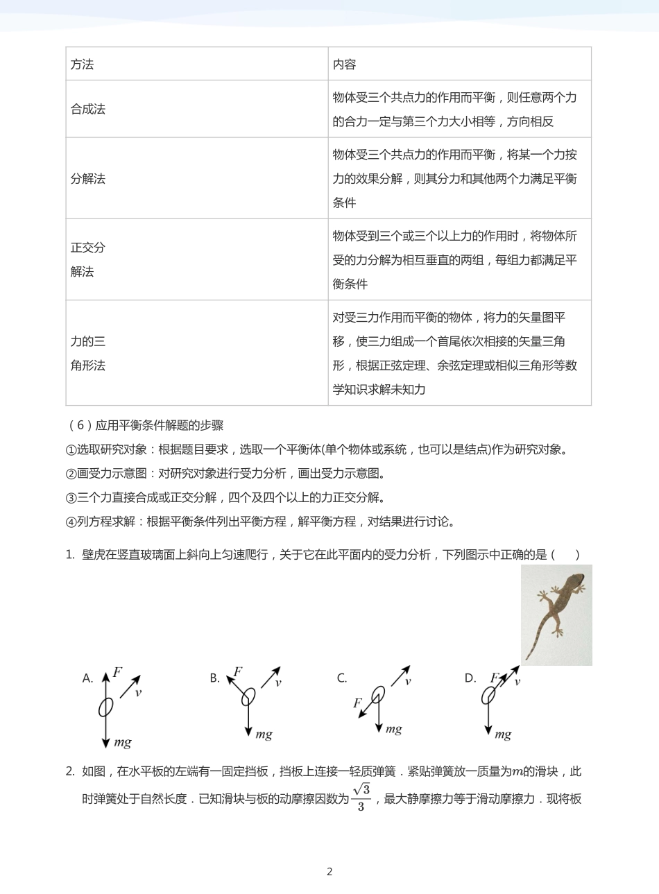 2025学而思（XES）高中物理讲义高三暑期一轮-3受力分析与共点力平衡-讲义（学生版）.pdf_第2页