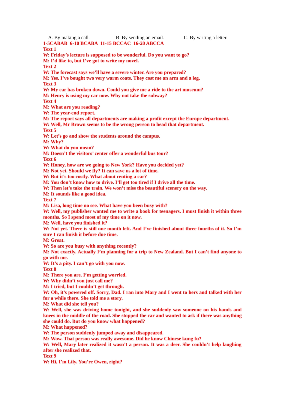 高考英语听力模拟训练 10(答案和听力原文).docx_第2页