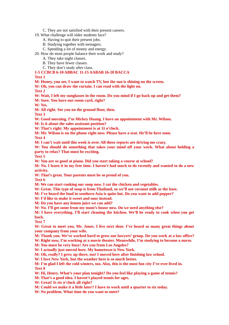 高考英语听力模拟训练 16(答案和听力原文).docx_第2页