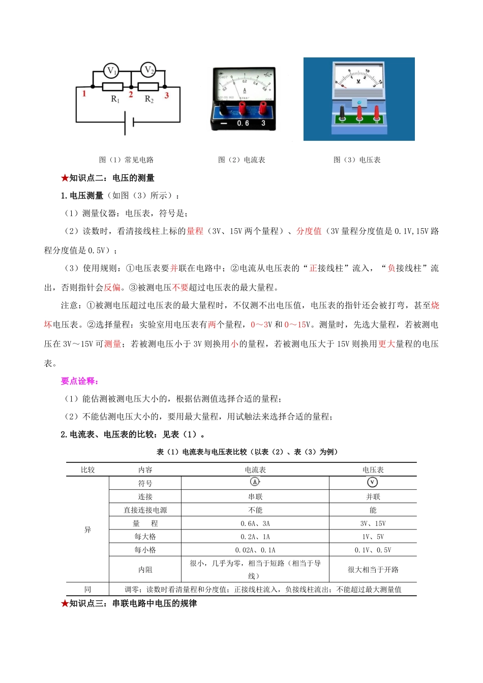2026年中考物理必背知识手册（思维导图+背诵手册）第十六章++电压和电阻.docx_第2页