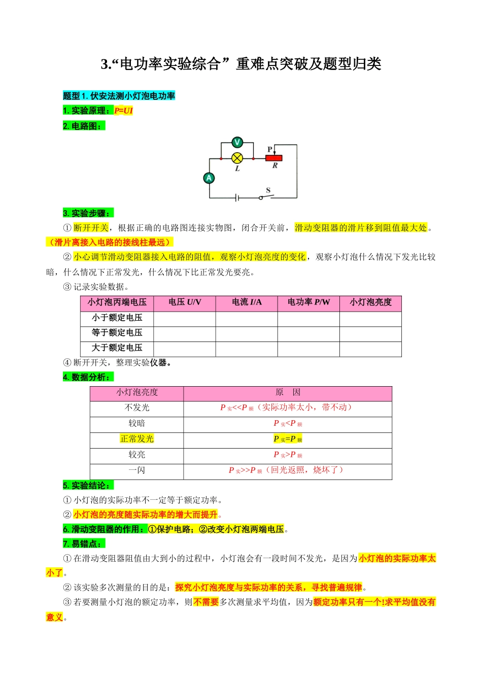 2026年中考物理复习-----36.“电功率实验综合”重难点突破及题型归类.docx_第1页