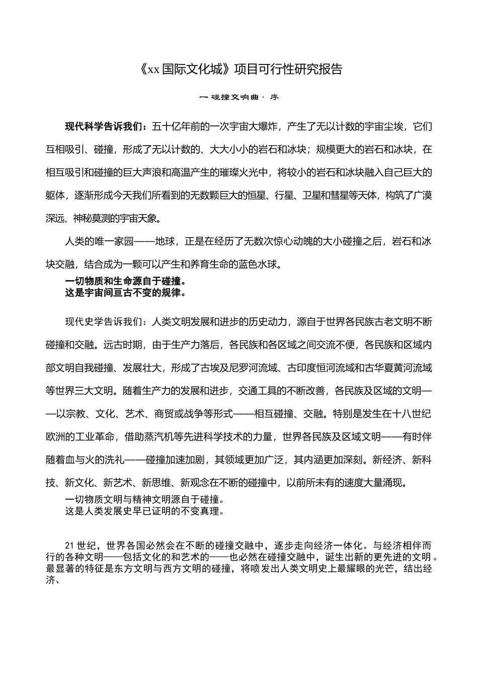 《某某国际文化城》项目可行性研究报告.doc_第1页