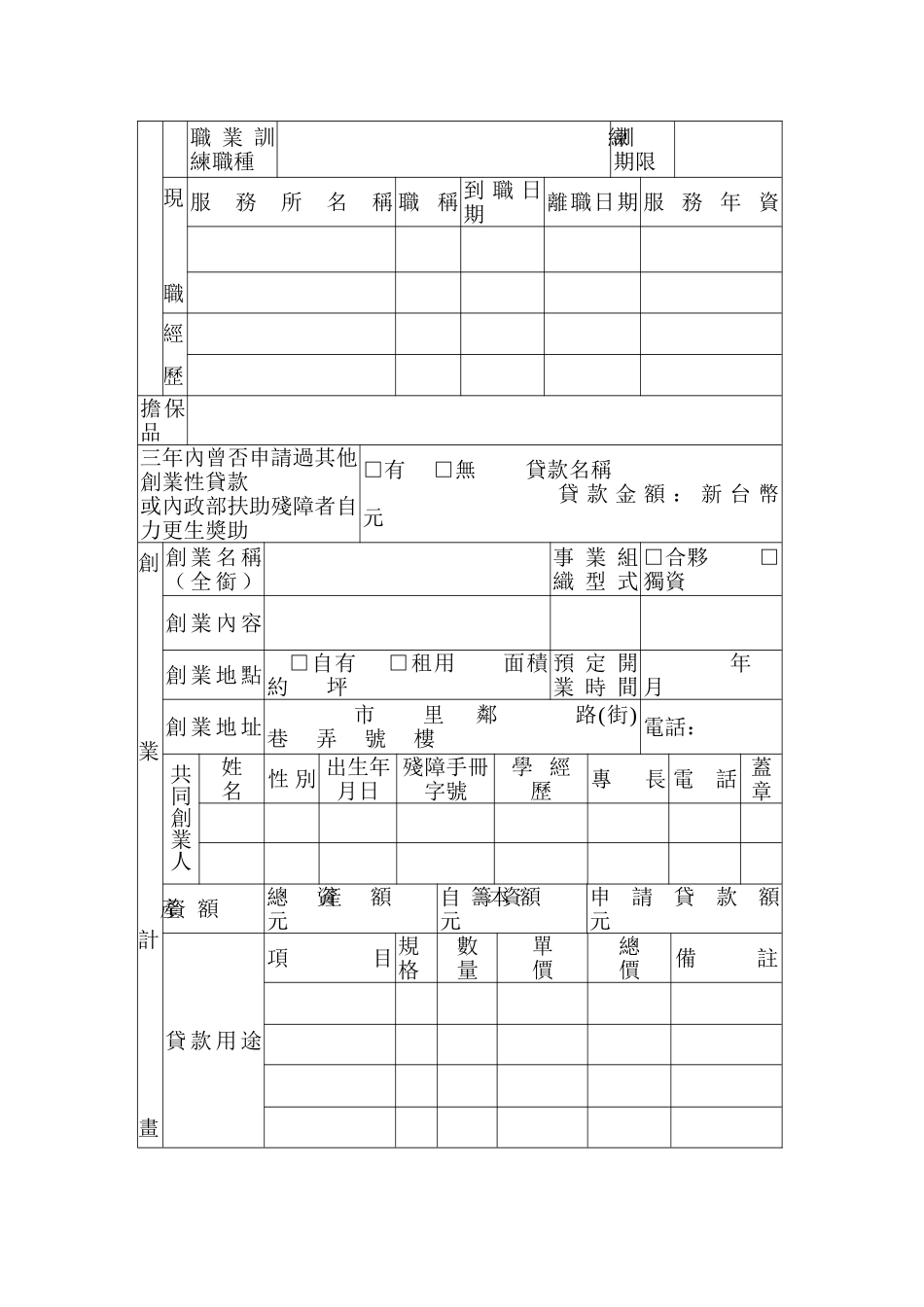 嘉義市身心障礙者創業貸款創業計劃書.doc_第2页