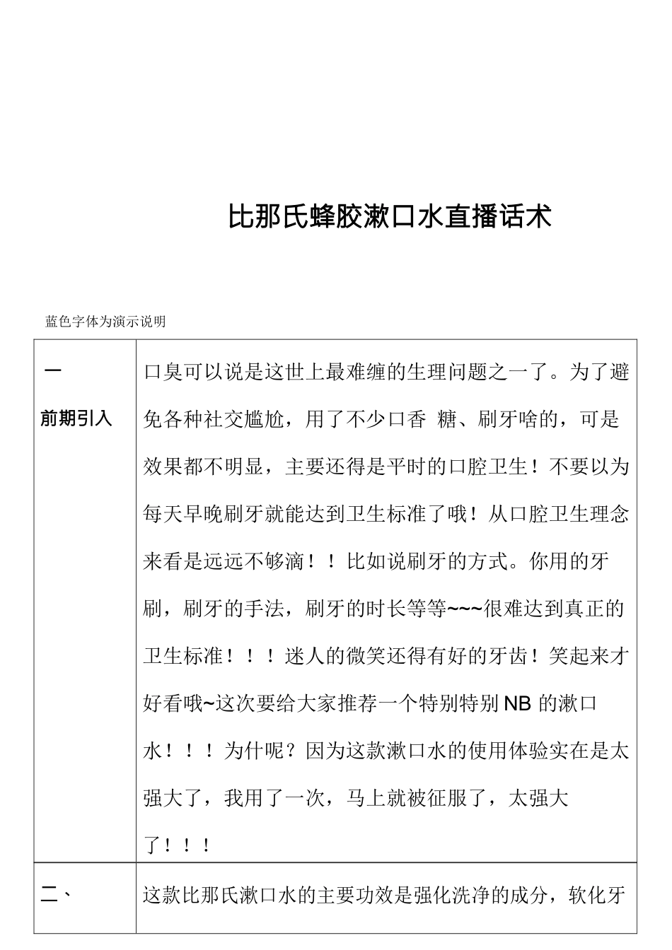 日化类-比那氏蜂胶漱口水直播话术.docx_第1页