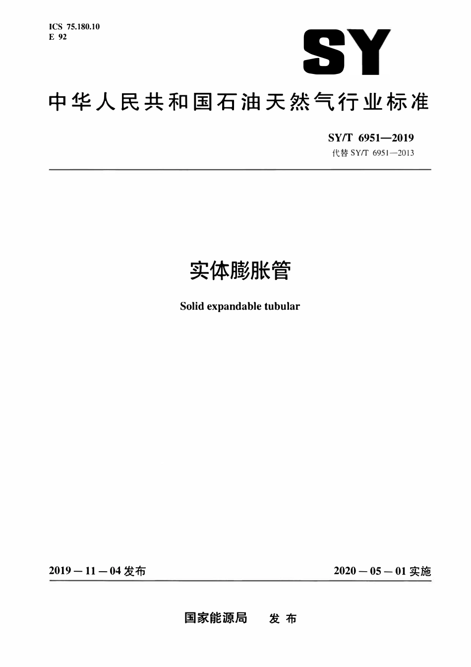 SYT 6951-2019 实体膨胀管.pdf_第1页