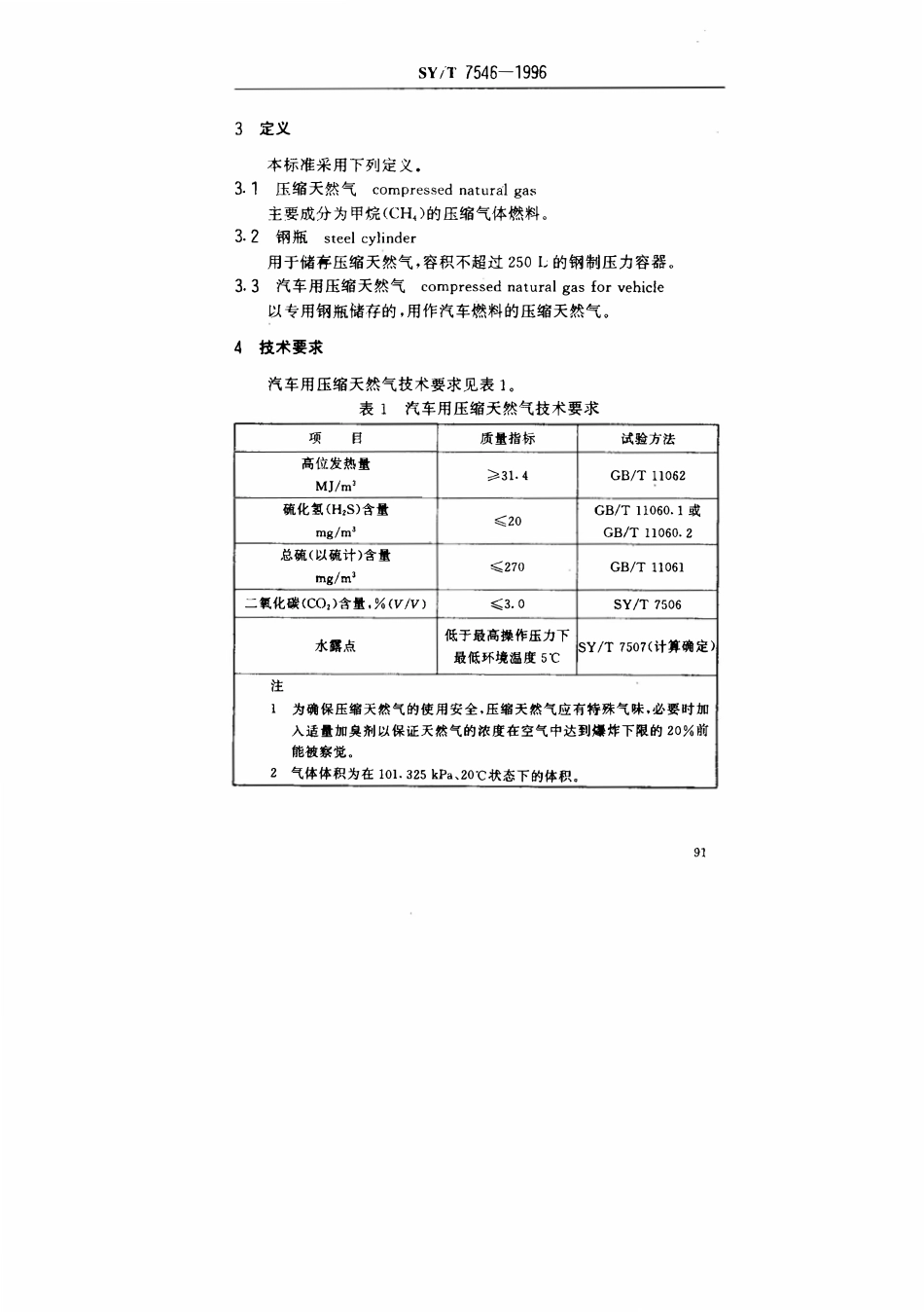 SYT 7546-1996 汽车用压缩天然气.pdf_第3页