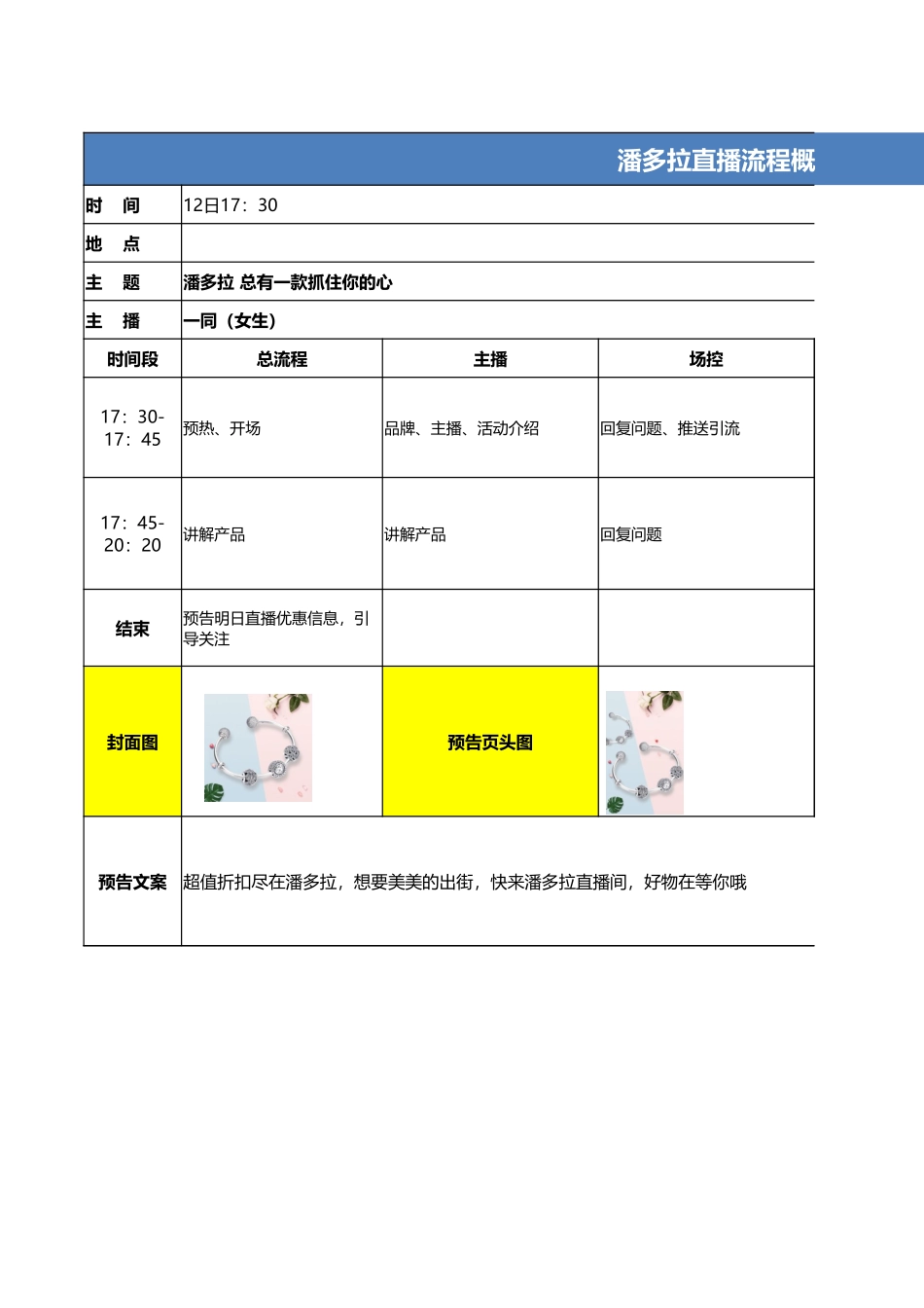 【最新直播脚本】pandora-潘多拉直播脚本.xlsx_第1页