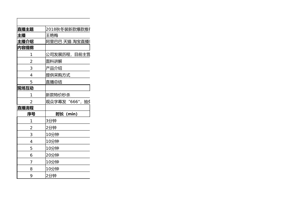 【最新直播脚本】某服装旗舰店秋冬装新款爆款推荐直播脚本.xlsx_第1页