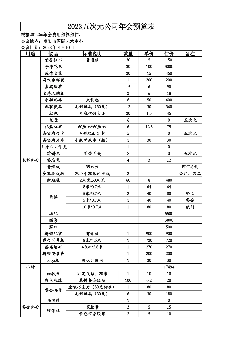 年会预算表07.xlsx_第1页