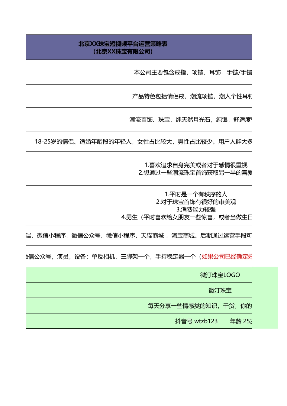 珠宝公司抖音运营策略表.xls_第3页