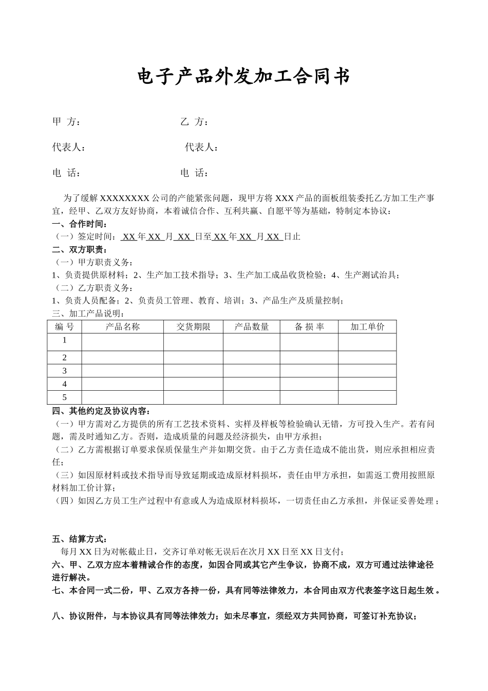 常用合同模版-电子产品外发加工合同书.doc_第1页