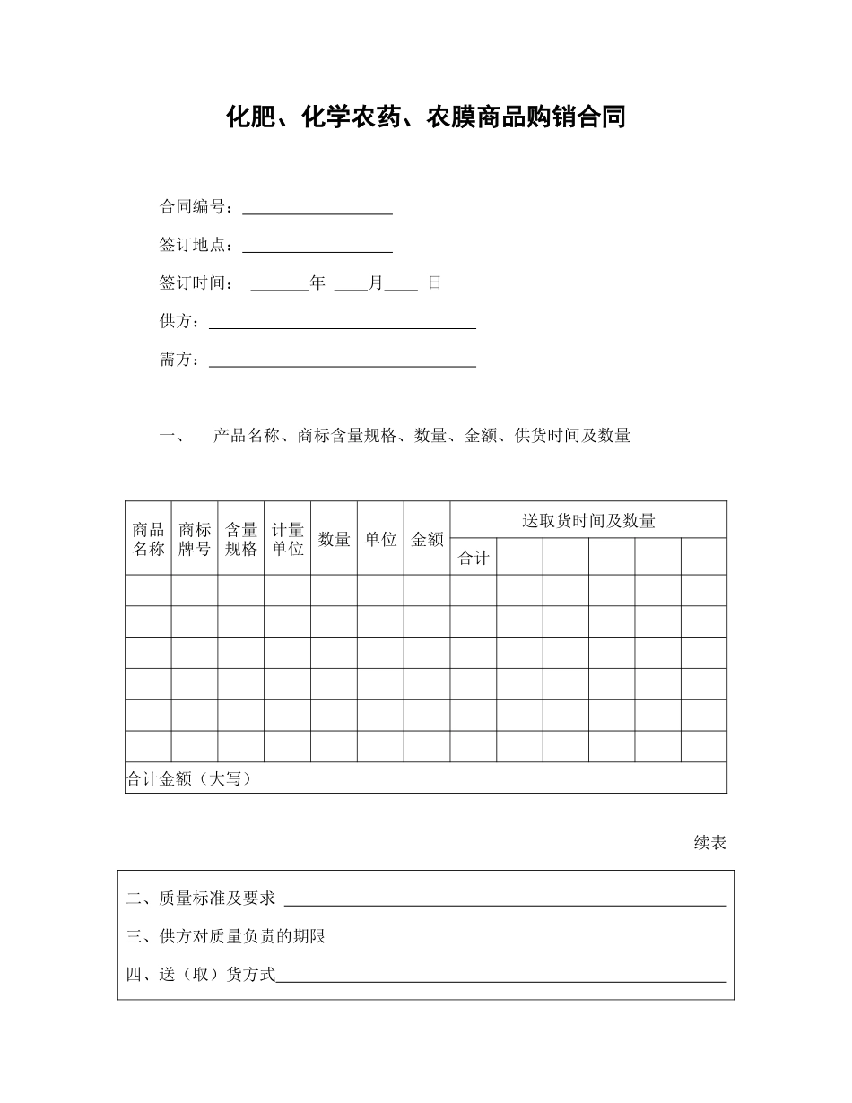 常用合同模版-化肥、化学农药、农膜商品购销合.doc_第1页