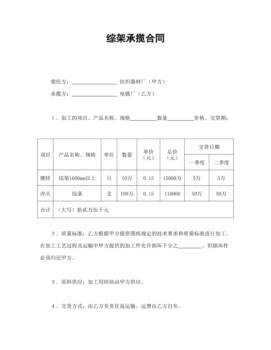 常用合同模版-综架承揽合同.doc_第1页