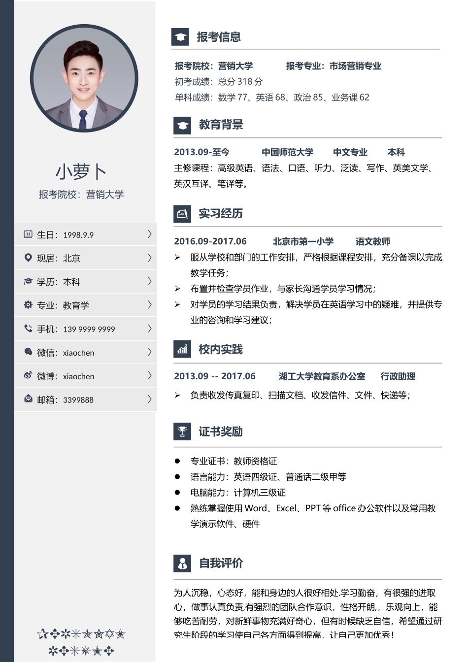 个人简历、自荐信、面试问题模版-1(10).doc_第2页