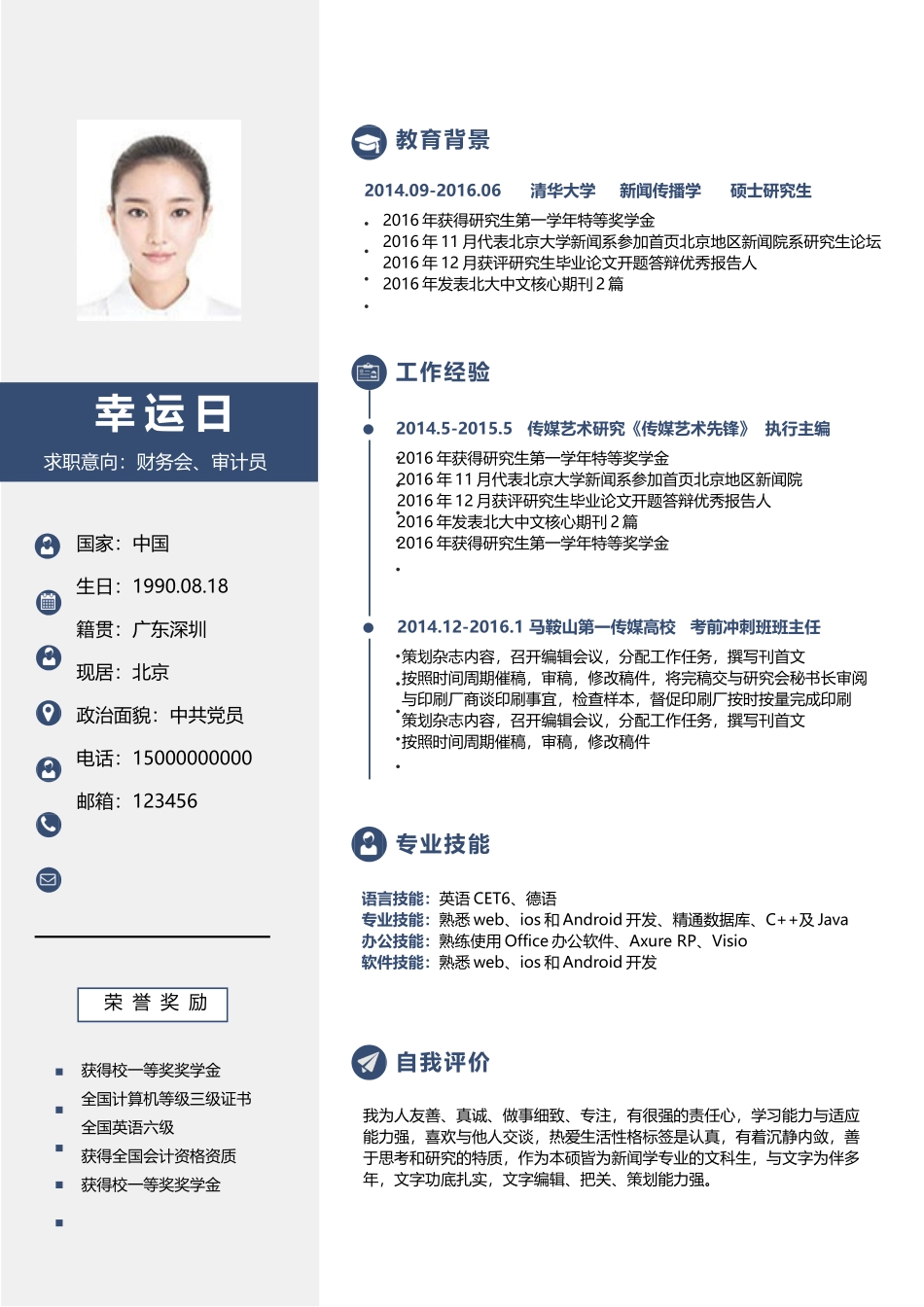 个人简历、自荐信、面试问题模版-02(2).doc_第1页