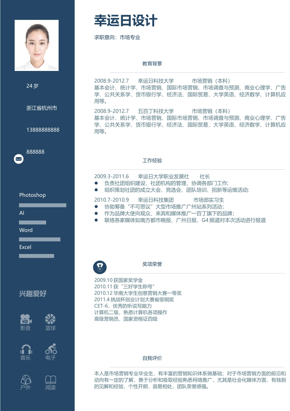 个人简历、自荐信、面试问题模版-06(3).docx_第2页