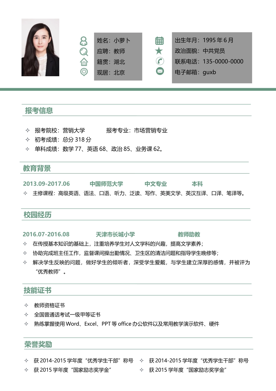 个人简历、自荐信、面试问题模版-6(5).doc_第2页