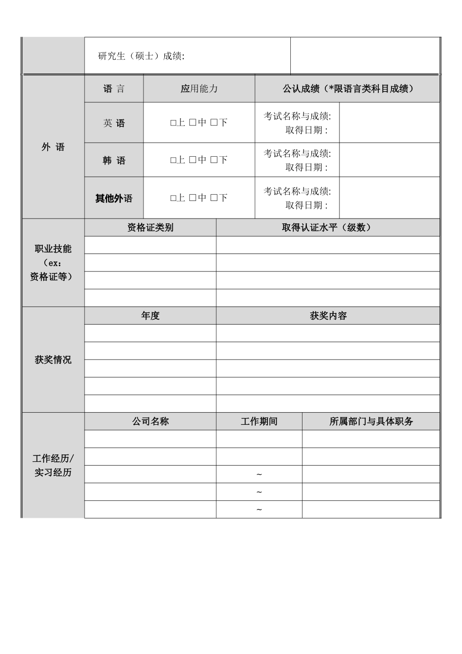个人简历、自荐信、面试问题模版-12(2).doc_第3页