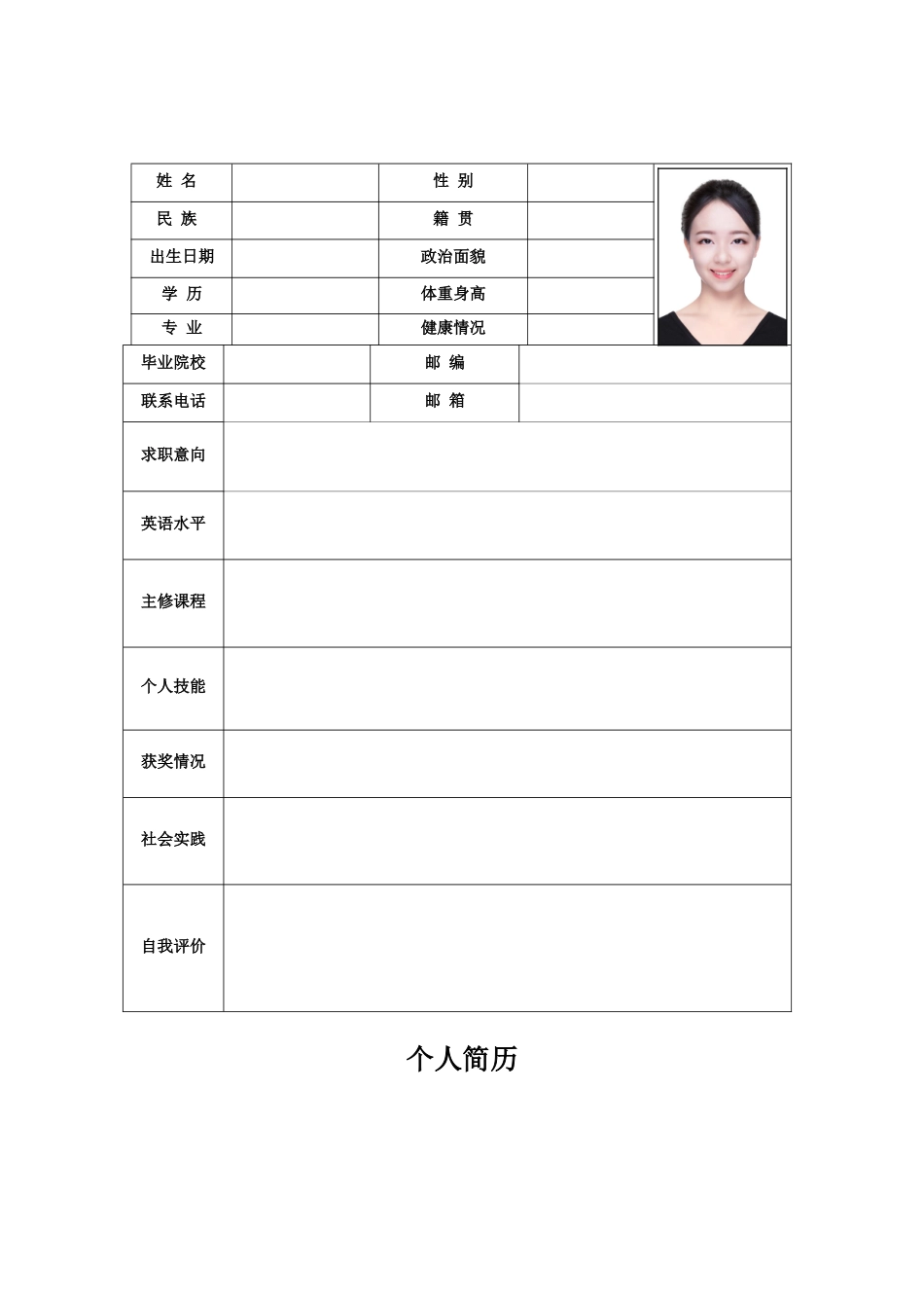 个人简历、自荐信、面试问题模版-013.doc_第1页