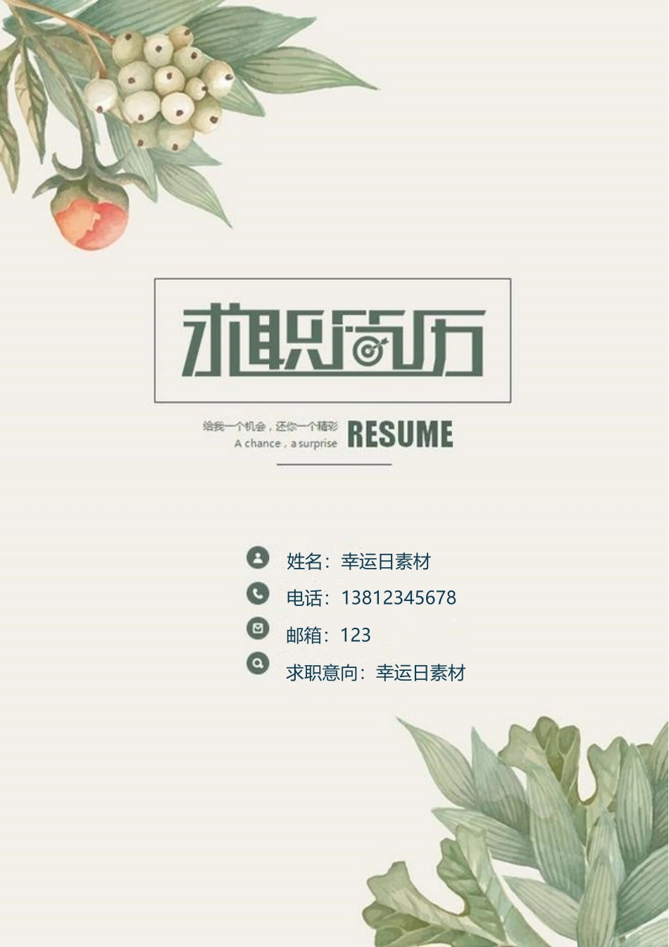 个人简历、自荐信、面试问题模版-16(3).doc_第1页