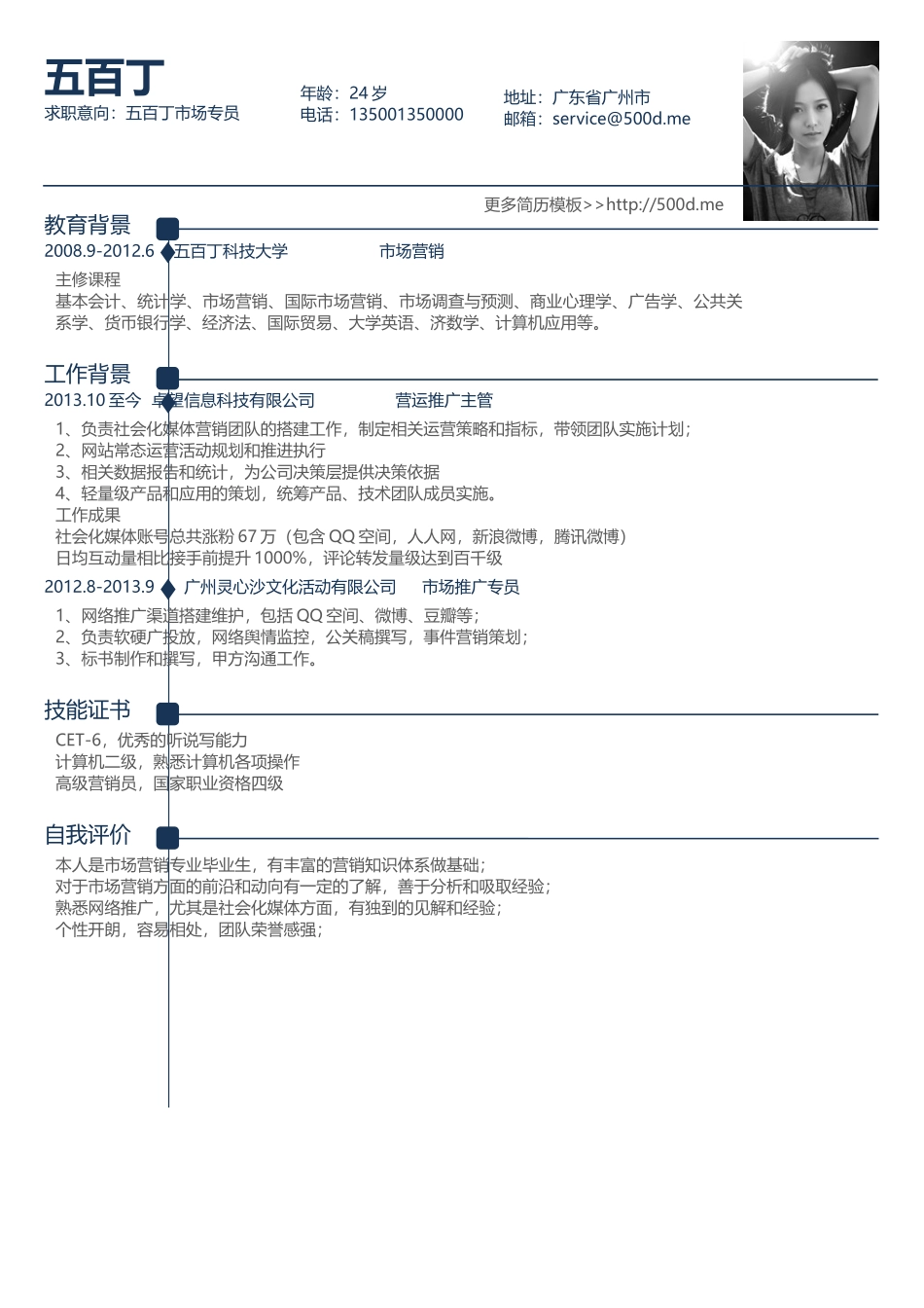 个人简历、自荐信、面试问题模版-16.多年经验-简洁线条.docx_第1页